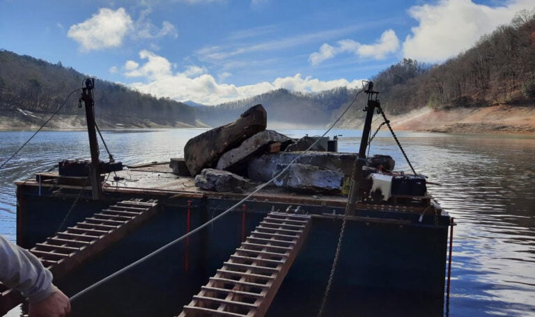 Barge-on-lake