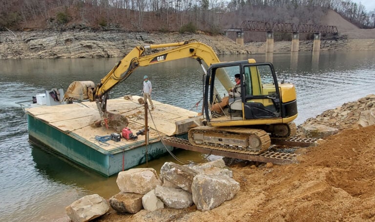 Excavator-and-barge