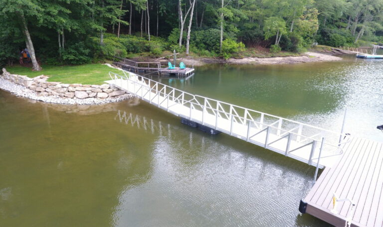 Sea wall with gangway